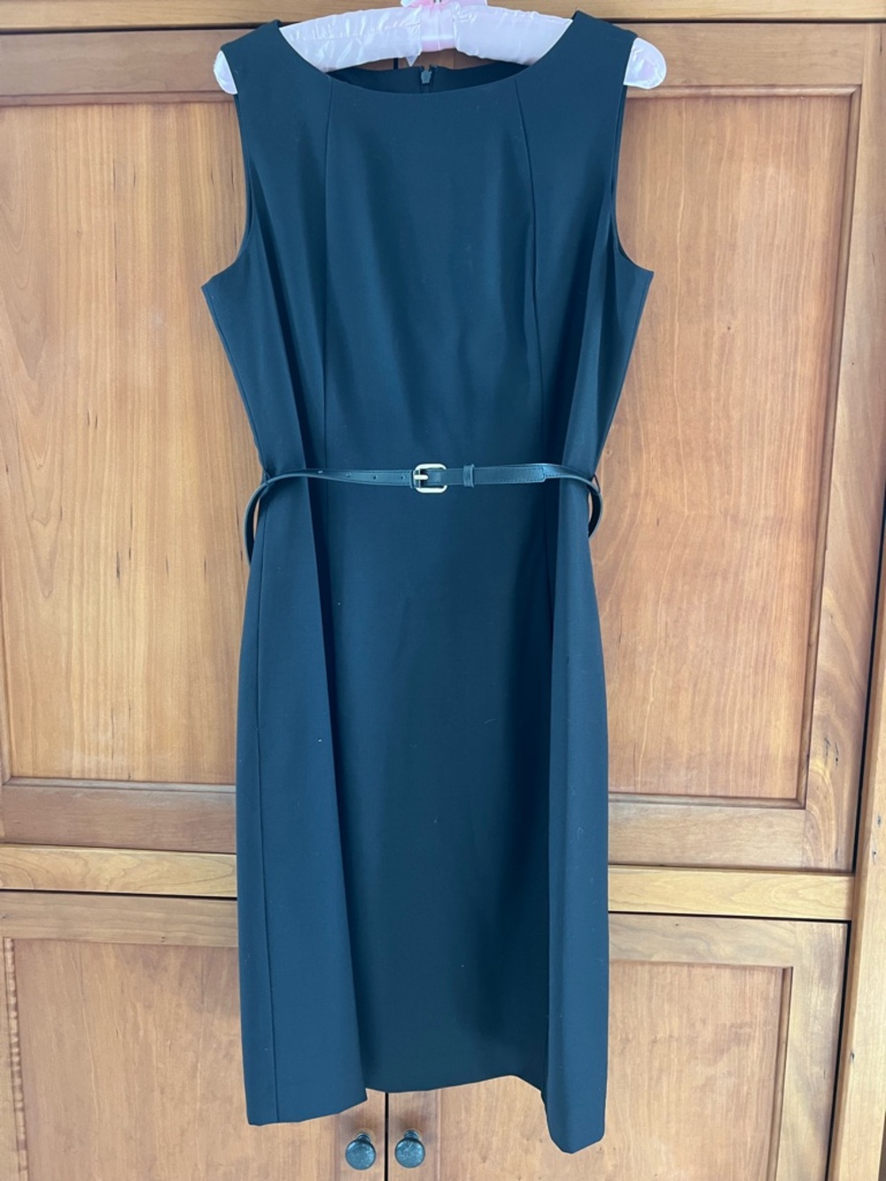 Talbots Black Sleeveless Sheath Dress with Slim Belt